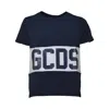 Gcds Dark Blue Cotton Band Logo T-shirt In Blue