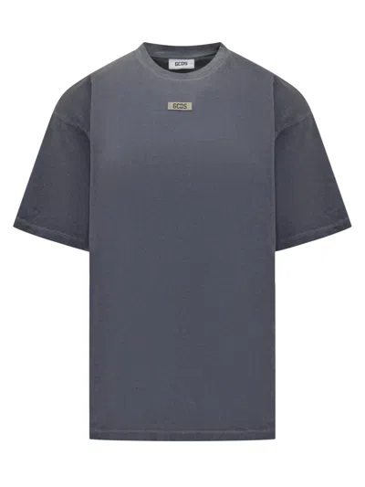 Gcds Dark Grey Logo T-shirt In Blue