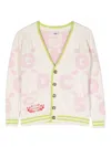 Gcds Debossed-logo Print Cardigan In Neutrals