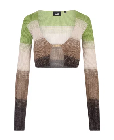 Gcds Degradé-effect Lurex Cropped Cardigan In Multicolor