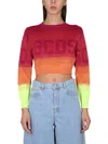 Gcds Logo-print Ombré Cropped Jumper In Multicolour