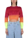 Gcds Logo-print Ombré Cropped Jumper In Multicolour