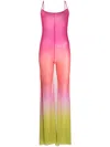 Gcds Bling Gradient Mesh Jumpsuit In Pink