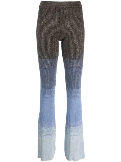 Gcds Degradé Striped Knitted Trousers In Blue
