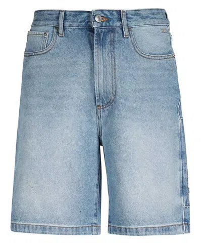 Gcds Denim Bermuda Shorts In Blue