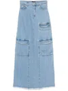 Gcds Denim Maxi Skirt In Blue