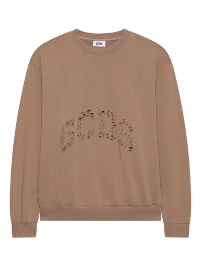 Gcds Sweatshirt In Distressed-optik In Brown