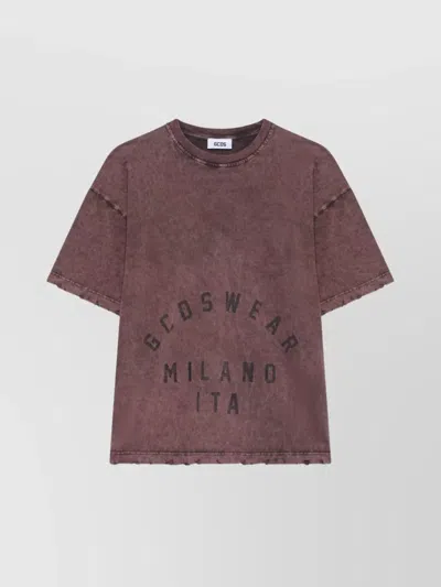 GCDS DISTRESSED GRAPHIC PRINT CREW NECK T-SHIRT