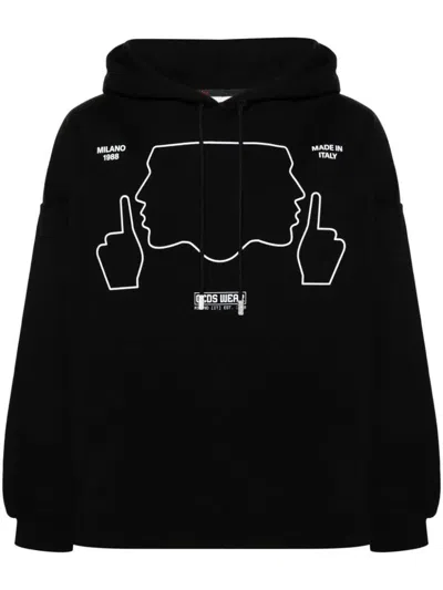 Gcds Do Not Talk To Me Cotton Hoodie In Black