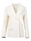 Gcds Double-breasted Logo-embossed Jacket In White