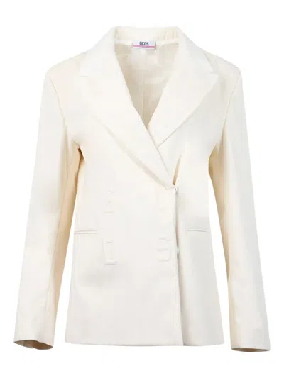 GCDS DOUBLE-BREASTED LOGO-EMBOSSED JACKET