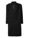 Gcds Double-breasted Tweed Coat In Black