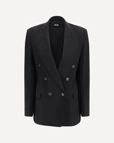 Gcds Double-breasted Blazer In Black