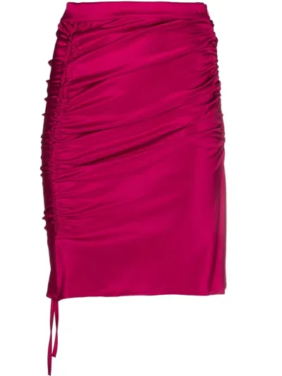 Gcds Drawstring-fastening Gathered Skirt In Pink