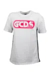Gcds Short Sleeve Dress With Fluo And Lurex Writing In White