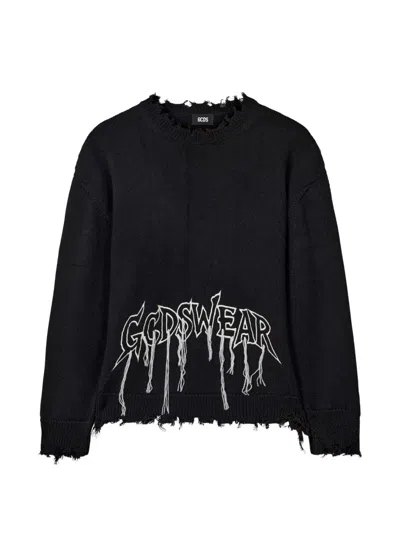 Gcds Embroidered Distressed Sweater In Multi