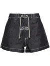 Gcds Embroidered-logo Denim Shorts In Blue