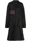 Gcds Embroidered-logo Hooded Parka In Schwarz