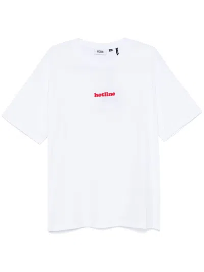 GCDS EMBROIDERED-MOTIF T-SHIRT