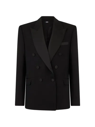 Gcds Enver Double-breasted Blazer In Black