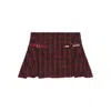 Gcds Buckle Check Skirt In Brown