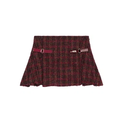 Gcds Buckle Check Skirt In Red