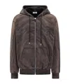 Gcds Faded Zip Up Hoodie In Brown