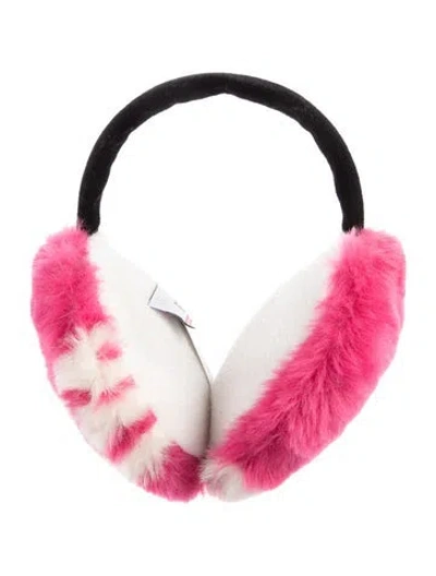 Pre-owned Gcds Faux Fur Patterned Ear Muffs In Pink
