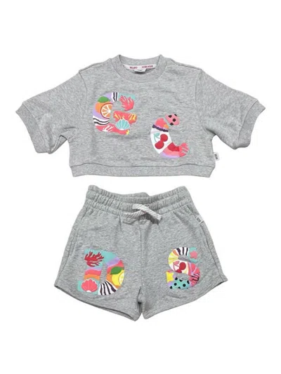 Gcds Kids' Felpa + Shorts In Gray
