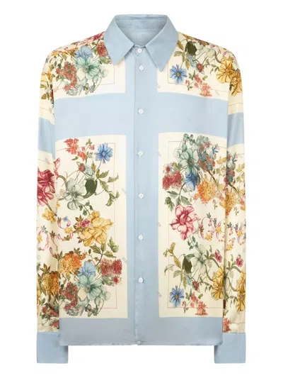 Gcds Floral-print Shirt In Brown