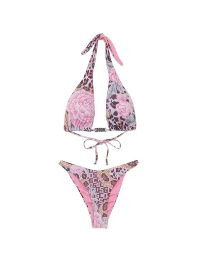 Gcds Floral-print Bikini In Pink
