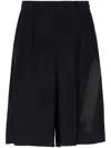 Gcds Framis-tape Pleated Bermuda Shorts In Black