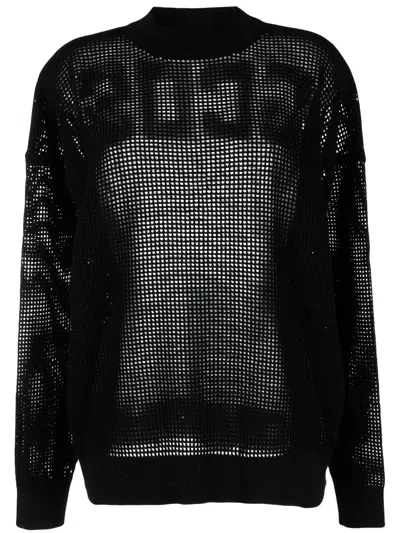 Gcds Fully-perforated Logo Jumper In Black