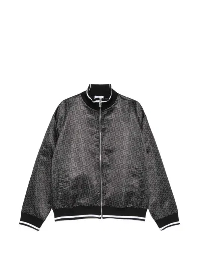 Gcds Full-zip Nylon "monogram Logo" Jacket In Black