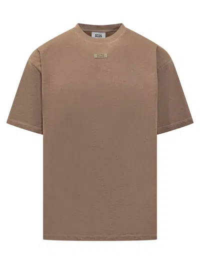 Gcds Cotton T-shirt With Logo In Brown
