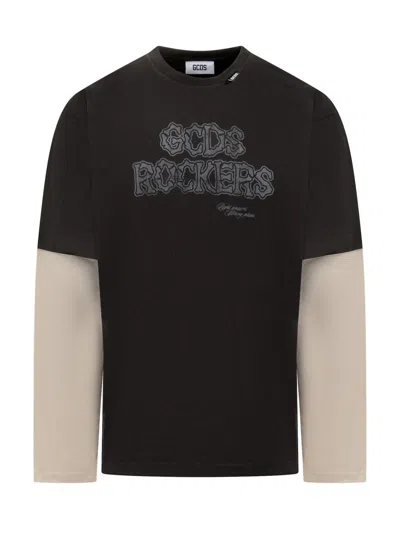 Gcds Long-sleeved Rockers T-shirt In Black