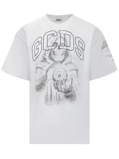 Gcds T-shirt With Grim Reaper Print In White