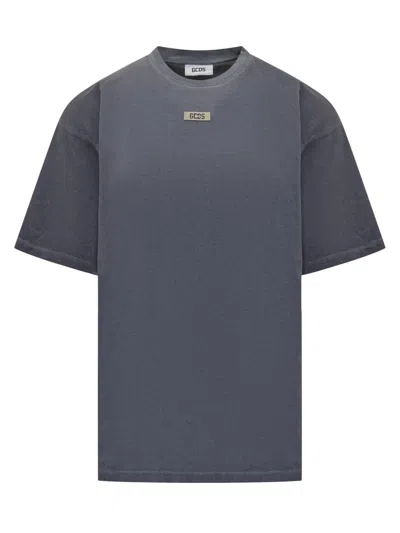 Gcds T-shirt With Metal Logo In Gray