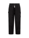 Gcds Trousers In Black Velvet With Cargo Pockets In Black