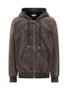 Gcds Faded Zip Up Hoodie In Brown