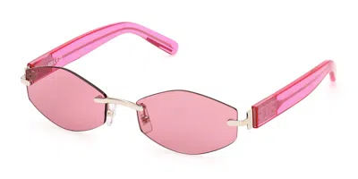 Gcds Gd0040 32s Men's Sunglasses Gold Size 56 In Pink