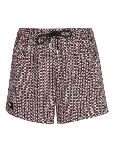 GCDS GEOMETRIC-PATTERN DRAWSTRING SHORTS