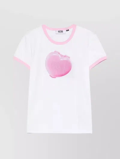 Gcds Glitter Slim T-shirt Heart Graphic