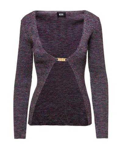 Gcds Glittered V-neck Cardigan In Black