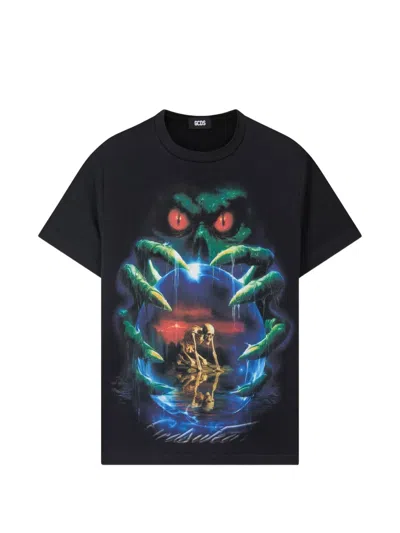 Gcds Gothic Graphic-print T-shirt In Black