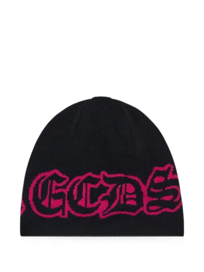 Gcds Gothic Logo-intarsia Beanie Hat In Black