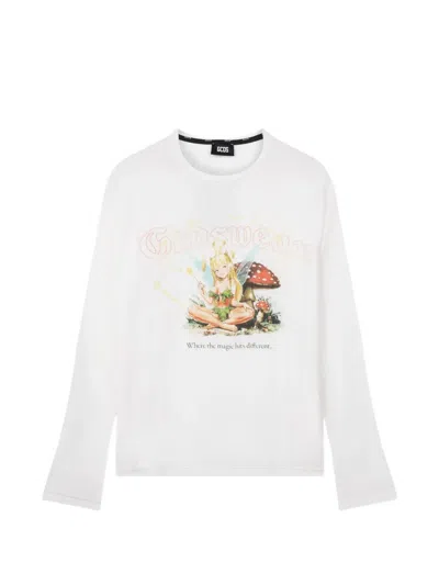 Gcds Gothic-print Graphic-print T-shirt In White