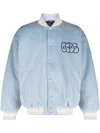 Gcds Graffit-logo Varsity Bomber Jacket In Blue