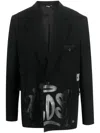 Gcds Graffiti-print Silk Blazer In Black
