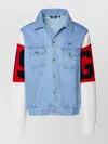 GCDS GRAPHIC DENIM JACKET WITH RIBBED ACCENTS